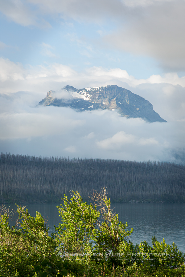 Low clouds over St. Mary's Lake in Glacier NP, Montana