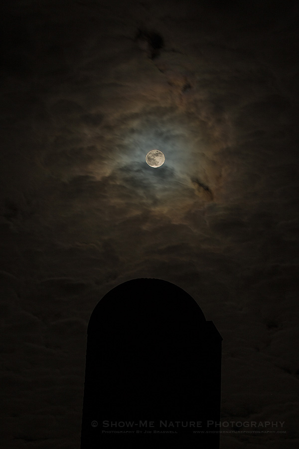 Super Moon over farm silo